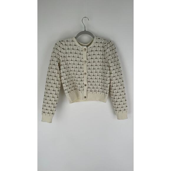 Guess Womens Dove White Long Sleeve Cross Stitch Miya Cardigan Size Small NWT - Picture 8 of 15